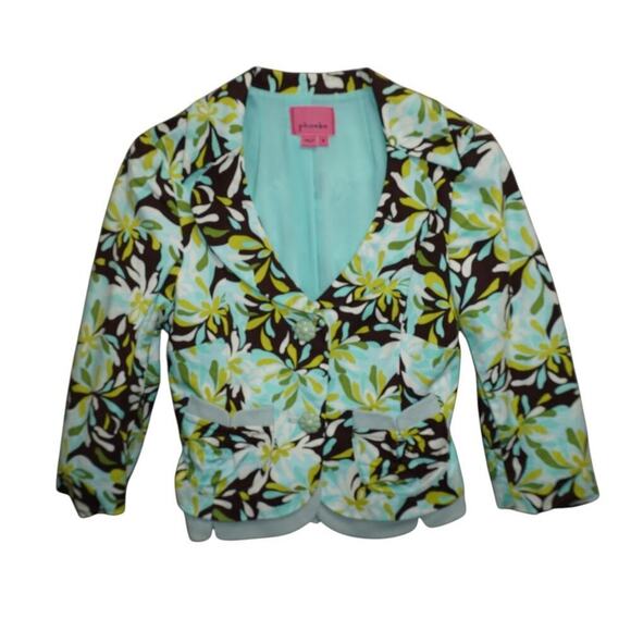 Vintage Phoebe by Kay Unger Floral Blazer M Mint Green Flower Buttons Y2K - Picture 3 of 8